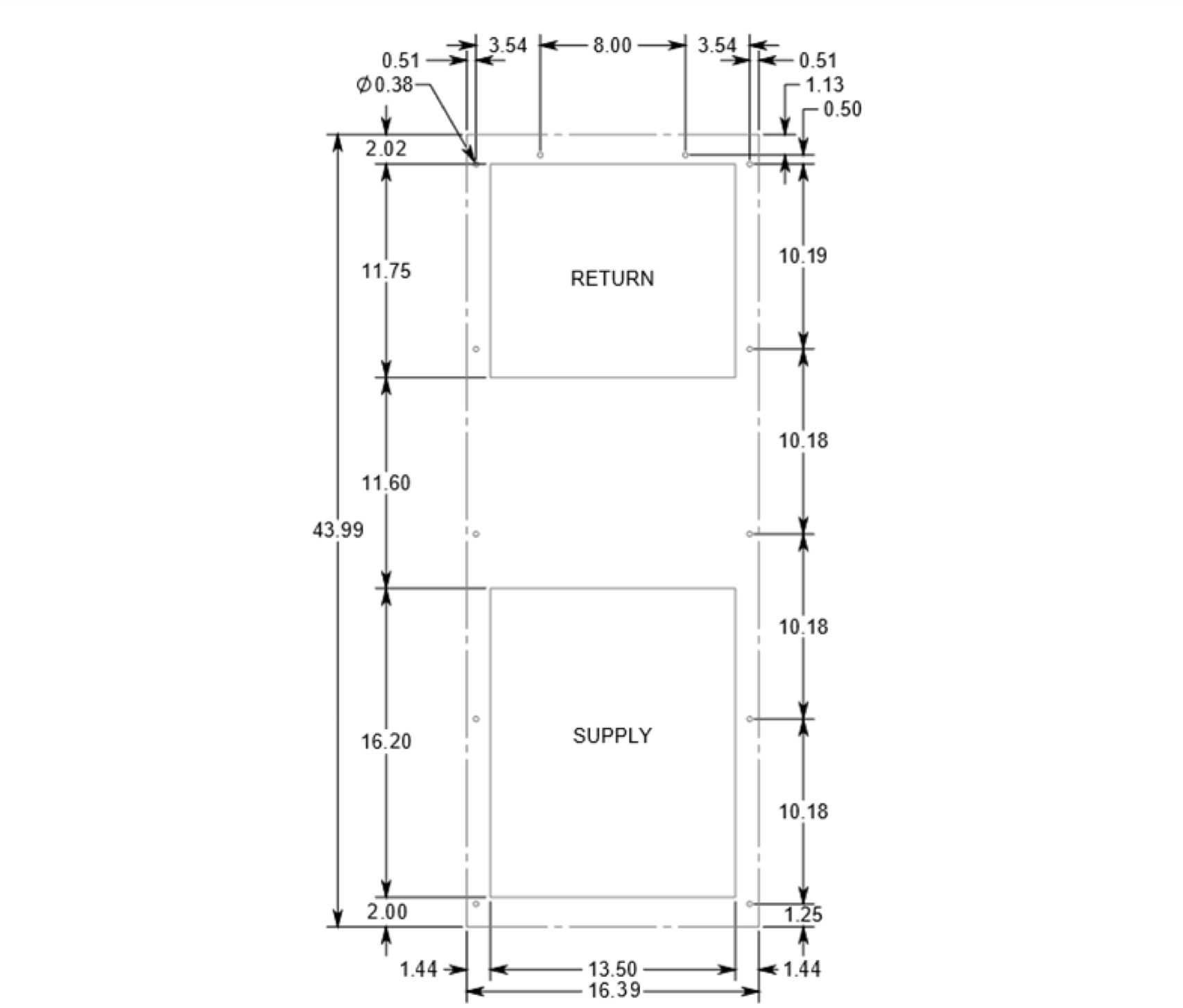 AT10RNW10 cutout dimensions drawing